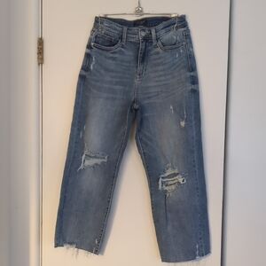 Judy Blue Wide Leg Ankle Jeans in Medium Blue